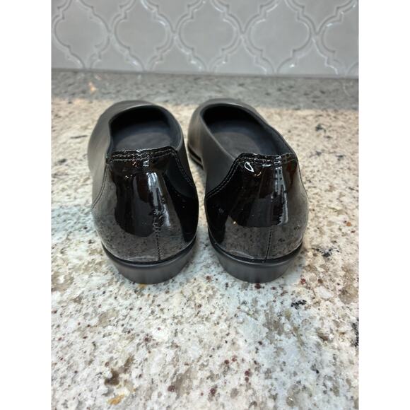 SAS Womens Coco Square Toe Flats 8.5 US Metallic Silver Black Patent Leather - Picture 3 of 7